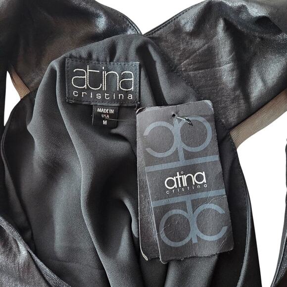 Atina Cristina Womens Tank Top M Black Asymmetrical Sheer Mesh Y2K Gothic Chic - Picture 15 of 15